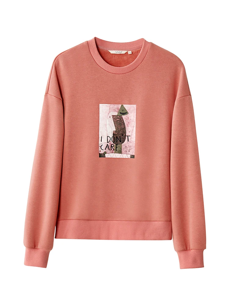Amii minimalist Korean temperament aging plus velvet vests women winter new printed loose pullover jacket