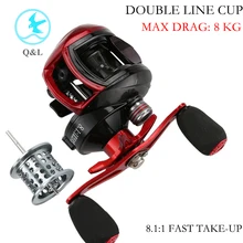 Q& L двойная леска 12+ 1BB 8,1: 1 высокоскоростная Рыболовная катушка Низкопрофильная катушка Рыболовные катушки vissen катушка olta makaralar