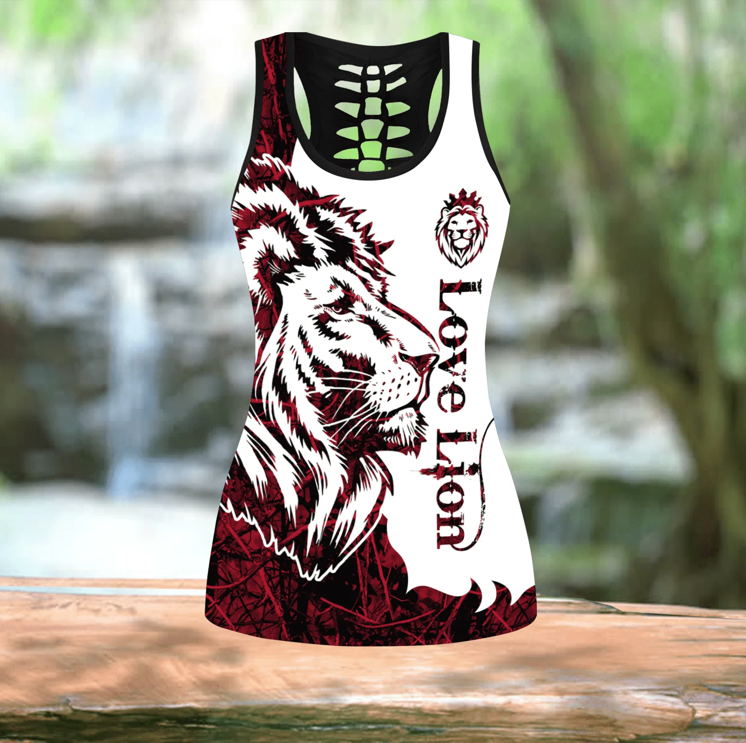 Powerful Tiger 3D All Over Printed Hollow Tank Top & Leggings Set Fitness Female Full Length Leggings Running Pants DDK57