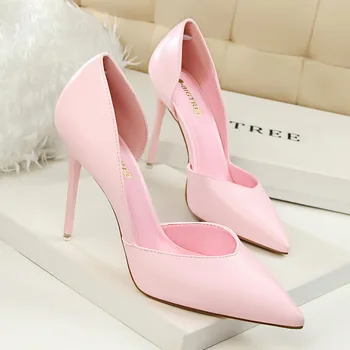 BIGTREEThin أحذية عالية الجوف الوردي الكعوب الصيف النساء مضخات أنيقة وأشار مثير عالية الكعب الأحذية الحلو خنجر الأحذية G3168-3 6