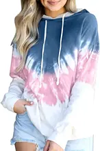 

Womens Tie Dye Printed Hoodies Long Sleeve Pullover Drawstring Sweatshirt with Pocket Autumn Winter Kawaii Woman Clothes Hoodie