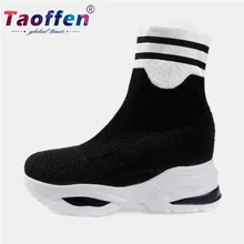 Taoffen Walking Shoes Women Outdoor Sports Shoes Women Sneakers Platform Thick Bottom Female Knitting Fashion Shoes Size 34-40