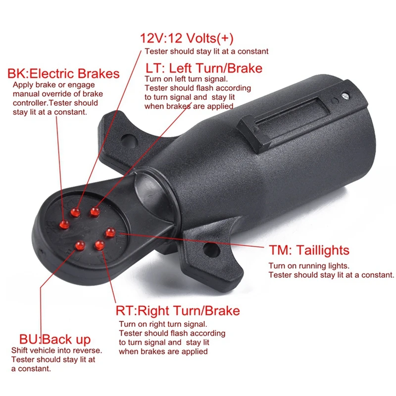 7-Way Rv светодиодный тестер разъема прицепа проводной проводки сцепного устройства буксировочная вилка