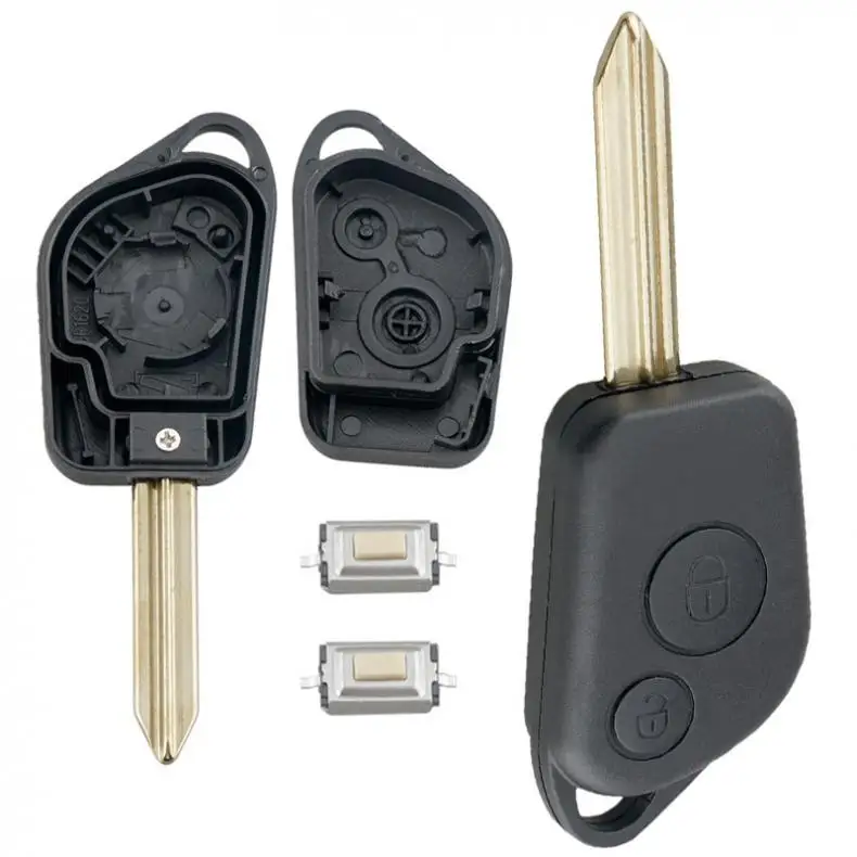 

2 Buttons Durable Uncut Blade Car Remote Key Shell Case Replacement with 2 Micro Switches fit for Citroen Picasso / Xsara