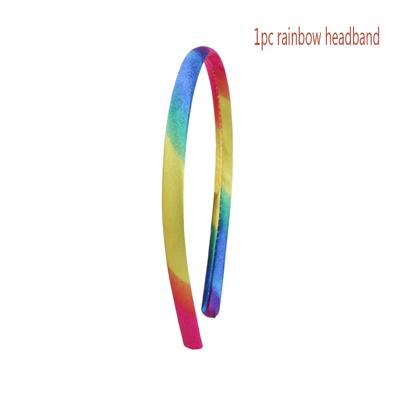 1pc hairband 10 мм Радужная лента для волос, сатиновая повязка на голову, детская ткань, покрытая смоляной детские повязки для волос на голову, аксессуары для волос для девочек - Цвет: 1pc hairband
