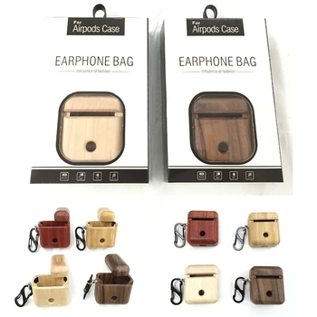 

50pcs Earphone wood case Protective Cover Skin Accessories for Apple Charging Box with reatial packiing