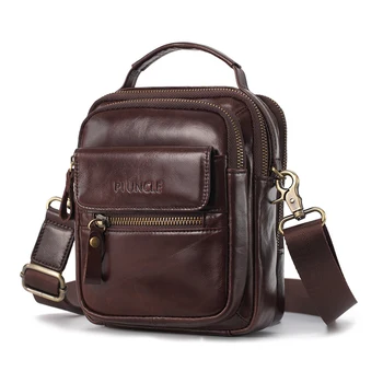 

Men's Leather Shoulder Messenger Bag First Layer Leather Small Backpack Mobile Phone Bag Large Capacity Shoulder Bag