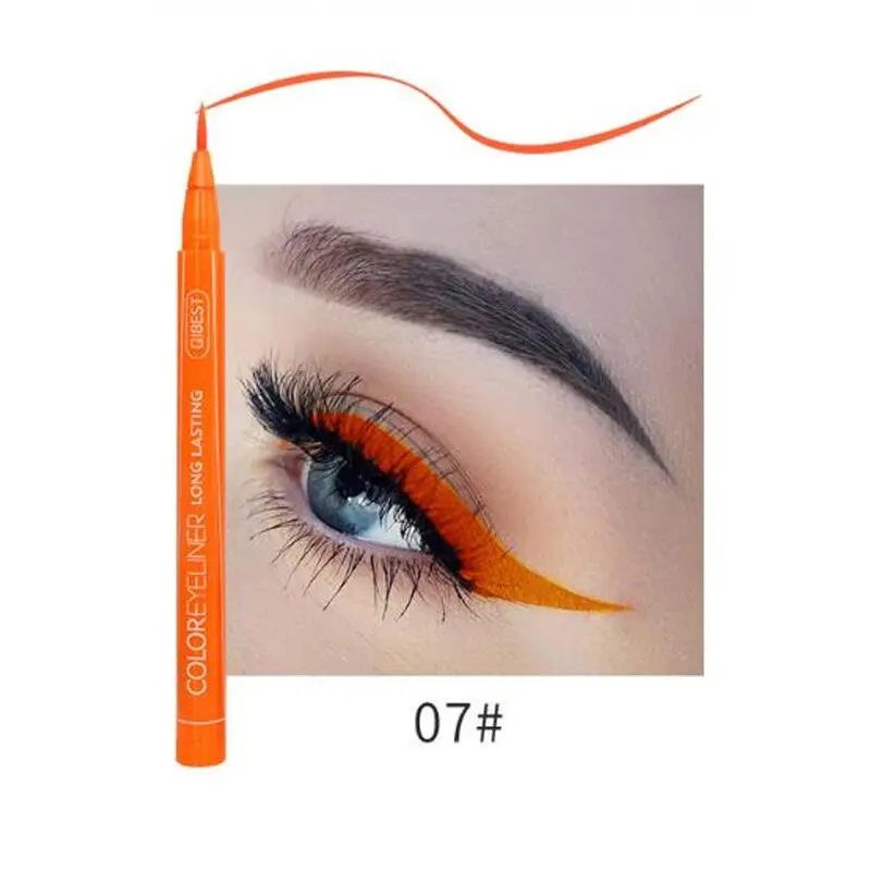 1Pcs Cat Eye Color Eyeliner Makeup Waterproof Neon Liquid Eye Liner Pencil Pen Make Up Comestics Long-lasting Black Makeup Tools - Цвет: 7