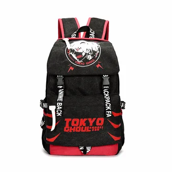 

Anime Tokyo Ghoul Backpack Anime Student School Bag Red + Black Capacity Mochilas