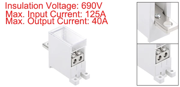 2 Outlets Uxcell 1 вход 2/4/6/8/9/12 выходами клеммные колодки для din-рейки 125A Max Вход распределительный блок для автоматического выключателя ворота двигателя - Цвет: 2 Outlets