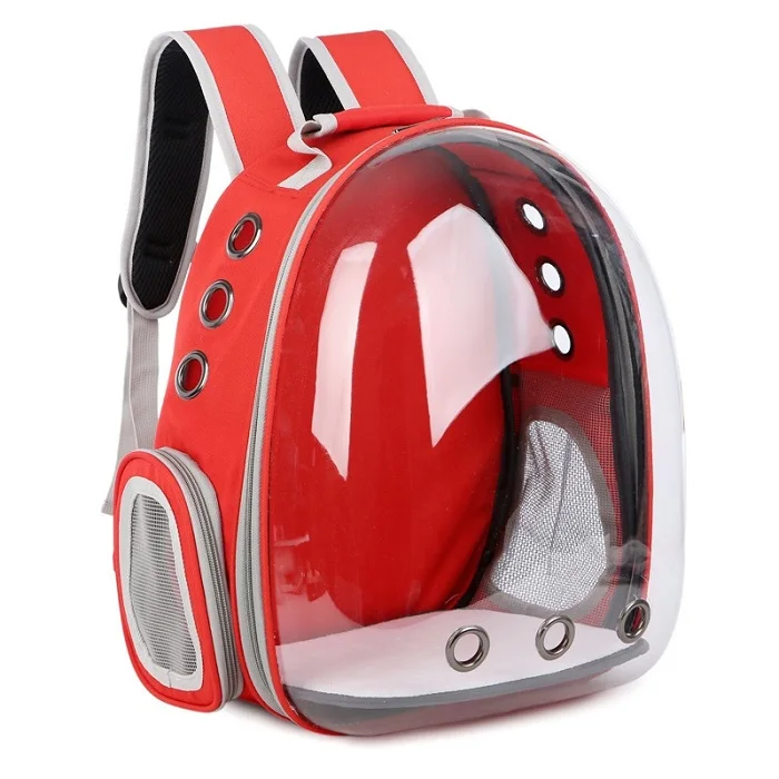 Портативный прозрачный походный рюкзак для собаки, дышащий Щенок Кот котенок, сумка для переноски, упаковка, клетка - Цвет: Red