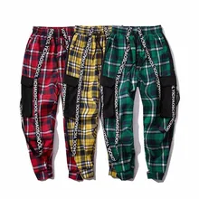Мужские повседневные брюки, модные мужские брюки, штаны для бега, спортивные брюки, облегающие клетчатые брюки для бега, спортивные штаны, Новинка