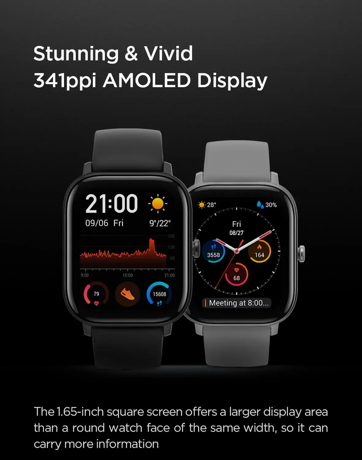 US $27.99 XiaoMi Global Version Amazfit GTS Smart Watch 5ATM Waterproof Swimming Smartwatch 14 Days Battery Music Control For Android