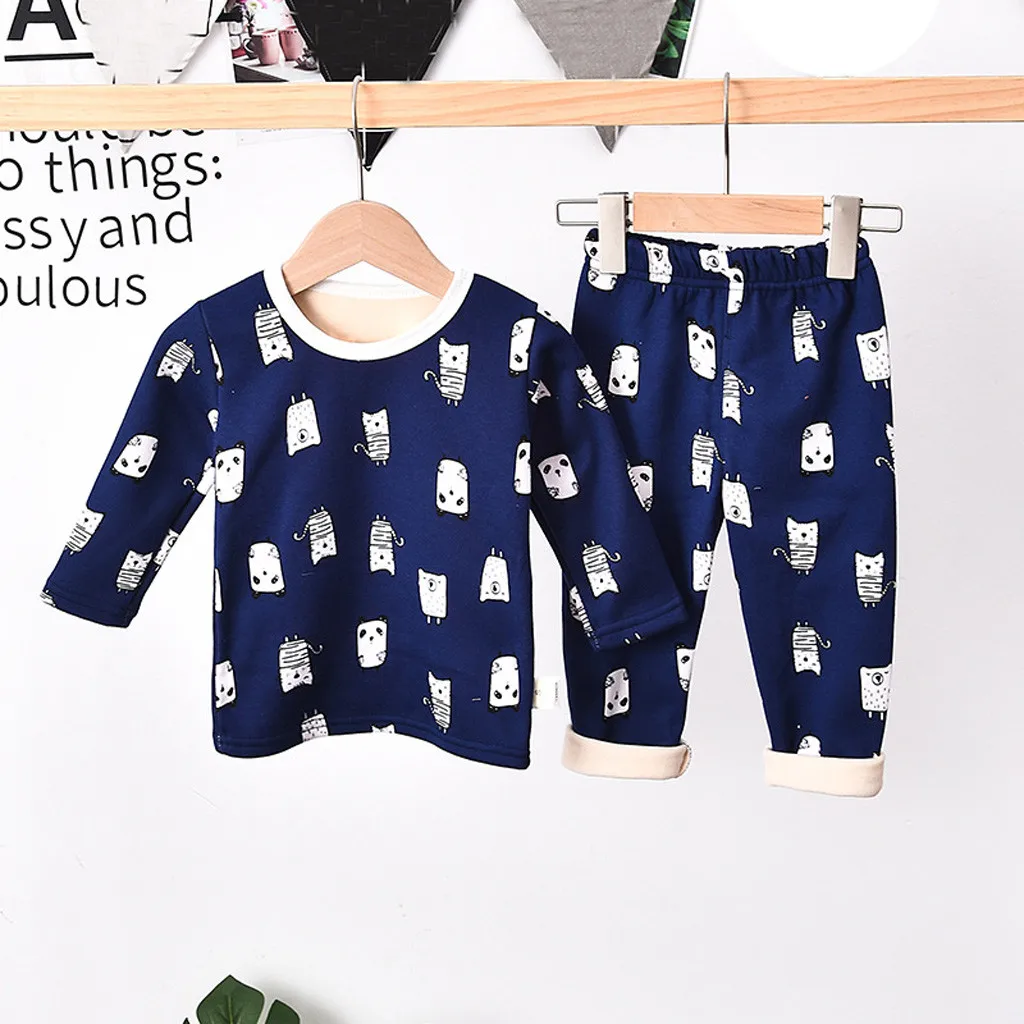 Pijama infantil/комплект одежды для маленьких мальчиков и девочек, топы с рисунками животных для маленьких мальчиков и девочек+ штаны, пижамы, одежда для сна