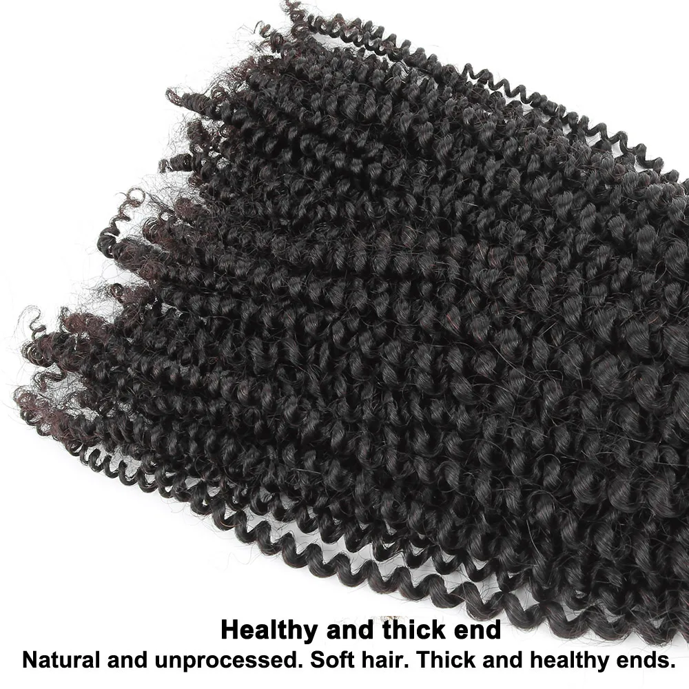 YVONNE 4B 4C Kinky Coily Virgin Hair 3 Bundles Brazilian Hair Weave Bundles Human Natural Color