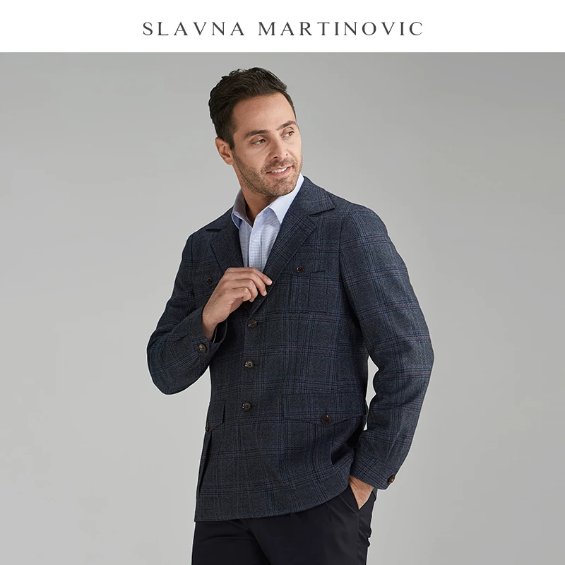 Slavna Martinovic, новинка, мужское клетчатое пальто, Ретро стиль, британская шерсть, Повседневная Свободная Мужская куртка, высокое качество, мужские куртки, пальто, Осень-зима