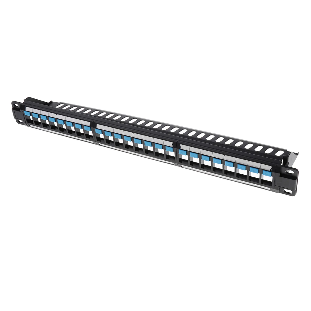 24 порта UTP Keystone Jack пустой патч-панель пластина Cat6 Ethernet RJ-45 19' в