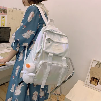 

Pearlescent Laser Women's Backpack Large-capacity School Bags for Girls Female Korean Harajuku High School Student Backpack 2020