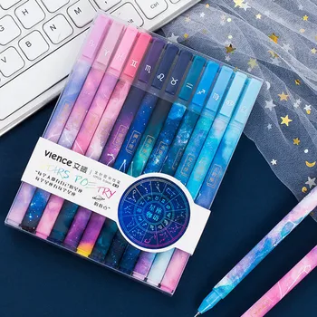 

12Pcs/Set Kawaii Constellation Gel Pens Cute Stars Pens 0.5mm Black Pens For Girl Gifts School Office Supplies Korean Stationery