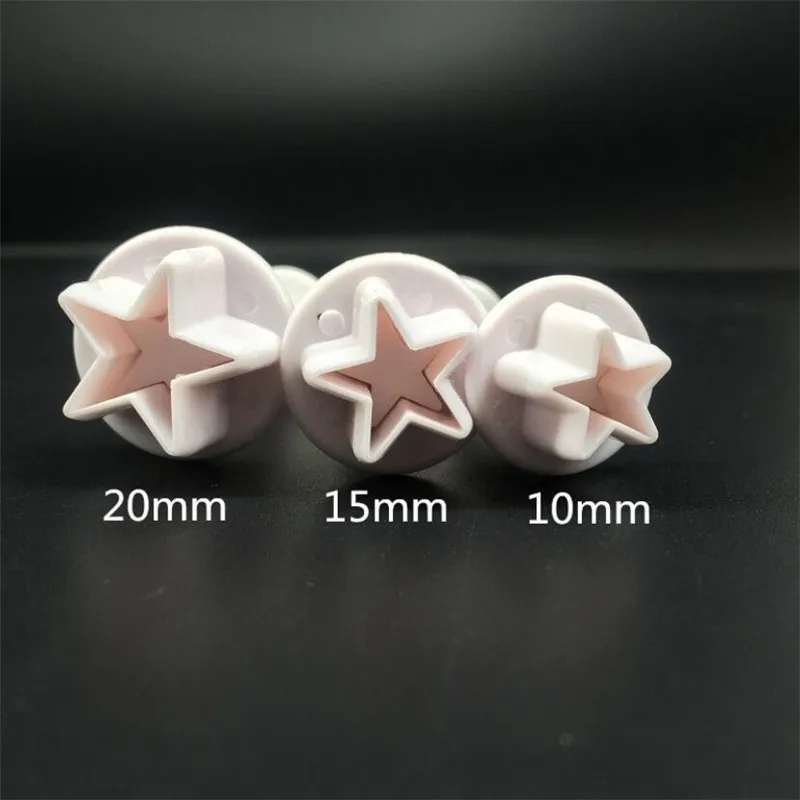 Description Picture 4 of item3Pcs/Set Star Shape Fondant Cake Decorating Plunger Biscuit Cookies Cutter Sugarcraft Diy Mold Christmas Cake Decorating Tools