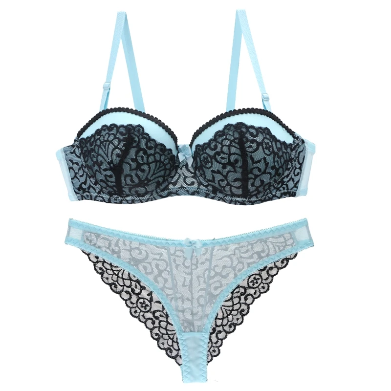 DaiNaFang New Sexy Lace 32/70 34/75 36/80 38/85 40/90 ABC Cup Bra Brief Thong Hollow Out Womens Underwear Set Female Lingerie
