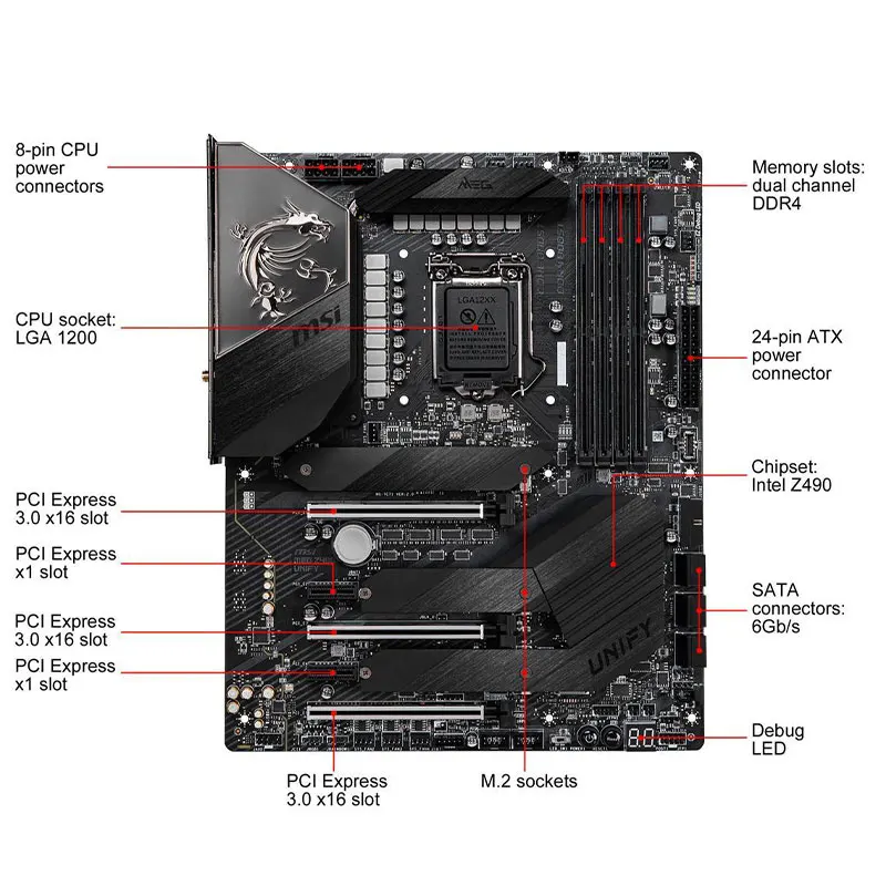 msi Z490 Express マザーボード CPU i7-10700k 付き msi Z490 Express マザーボード CPU i7-10700k 付き PCパーツ