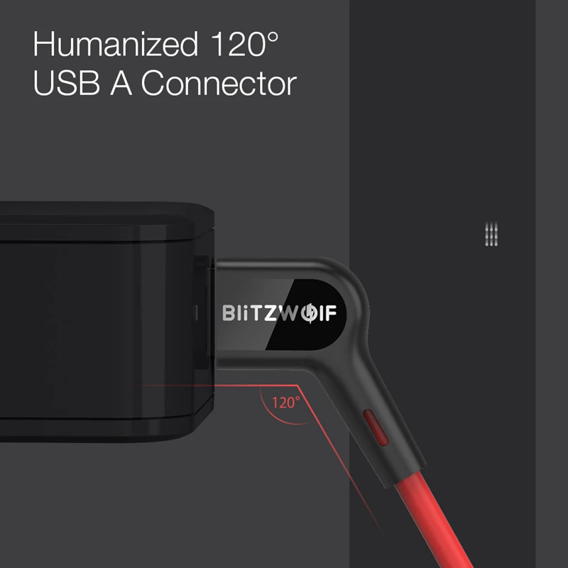 Blitzwolf BW AC1 3A 90 ° под прямым углом USB A to type C кабель для зарядки данных для samsung Xiaomi HUAWEI, играя в игры для мобильных телефонов