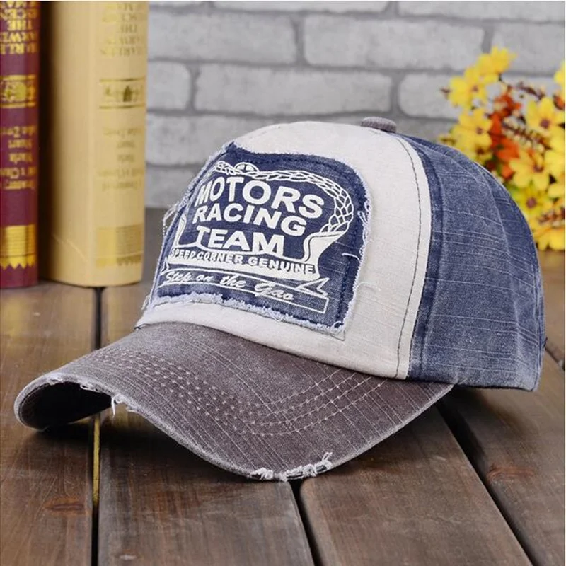 

8 Colors 2017 fashion Spring Summer Retro applique letter motors racing team sun hat baseball cap Truck Visor Cap for women men
