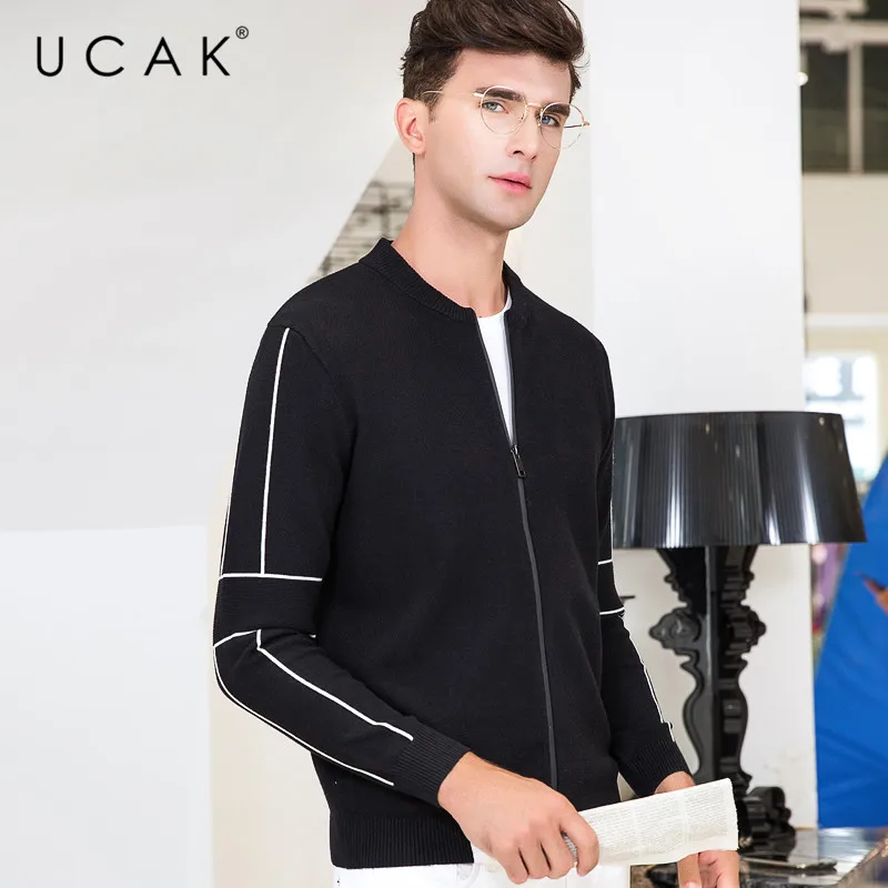 Promotion UCAK Brand Sweater Men Cotton Knitwear Streetwear Fashion Coat Men 2019 New Arrival Autumn Winter Warm Cardigan Men Coats U1010