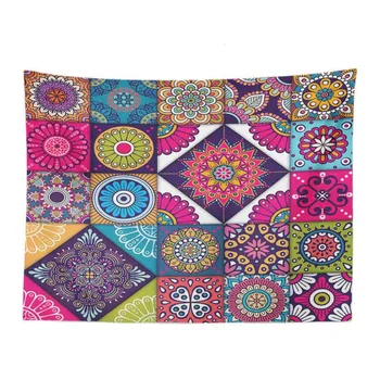 

Psychedelic Geometric Tapestry Mandala Pieced Up Chaotic Bedroom Living Room Decorative Wall Hanging Camping Picnic Blanket