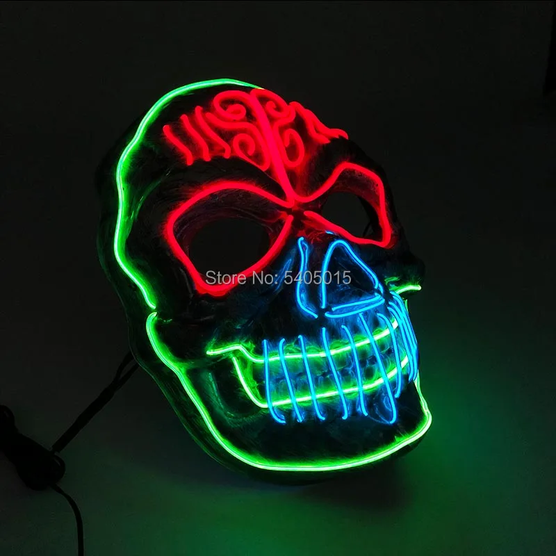 Новая EL Wire маска флуоресцентные Вечерние Маски DJ ночной бар светящиеся вечерние принадлежности с DC-3V водителем для карнавала маскарада