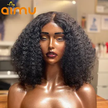 

Kinky Curly Short Bob Wig 13x6 Deep Part Lace Front Human Hair Wigs 150 Density Gluless Wig Pre Plucked and Bleached Knots Remy