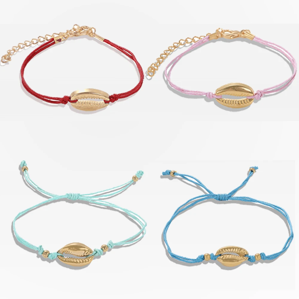 

Girlgo Korea Charm Simple Shell Bracelet for Women Romantic Handmade Leather Weave Statement Bracelet Party Gift Fashion Jewelry