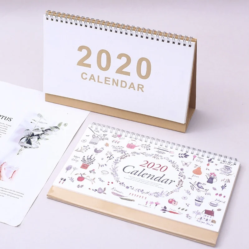 

2020 Fresh Cartoon Mini Simple Broken Flowers Desktop Paper Calendar Daily Scheduler Table Planner Yearly Agenda Organizer