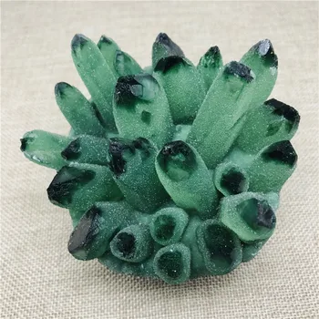 

690-790g New Find Natural Beatiful Green Tibetan Quartz Crystal Cluster