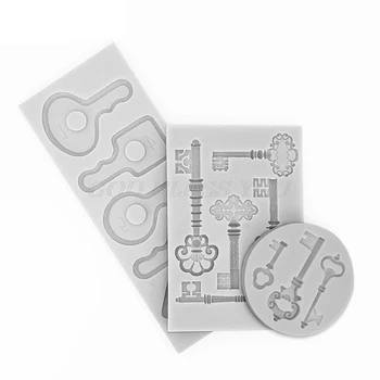 

3Pcs Key Shape Tool Keychain Silicone Mold DIY Cupcake Cake Topper Decoration Fondant Mold Earrings Resin Casting Molds