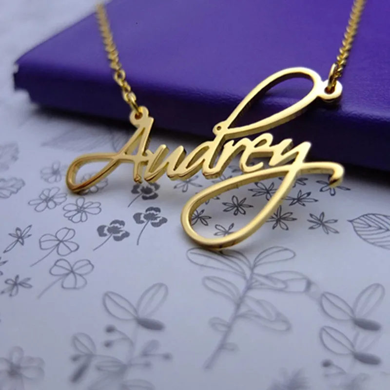 Memorial Gift Personalized Signature Name Necklace Hand Writing Jewelry Custom Cursive Nameplate Choker Handmade Bijoux Femme Customized Necklaces Aliexpress Jewelry Custom Cursive Nameplate Choker