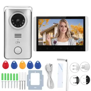 

2.4G Wireless Video Intercom 7in TFT LCD Doorbell RFID Night Vision Visual Doorphone Kit 100-240V videoportero video doorbell