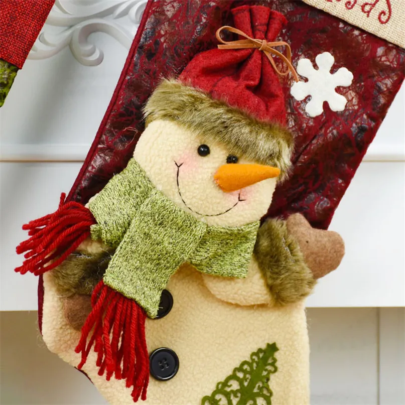 Christmas Hanging Bags Christmas Tree Decoration Xmas Stocking Gift Bags Santa Claus Snowman Candy Bags Regalos De Navidad
