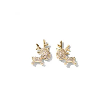 

CH-875 2020 Trendy Crystal Deer Stud Earrings For Women Korean Style Gold Color Cute Earrings Animal oorbellen Jewelry