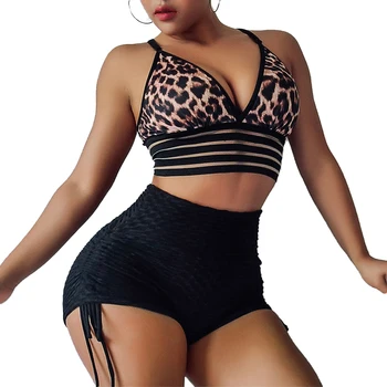 

Women's High Waist Side Drawstrings Fitness Hips Tight Sporty Leggings Breathable Soft Sport Gym Fitness Yoga Shorts 2020 Summer