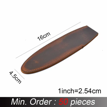 

50 pieces / lot 160x45mm Handmade Genuine Leather Pen Bag Cowhide Pencil Bag Vintage Retro Style Accessories For Notebook A-T12