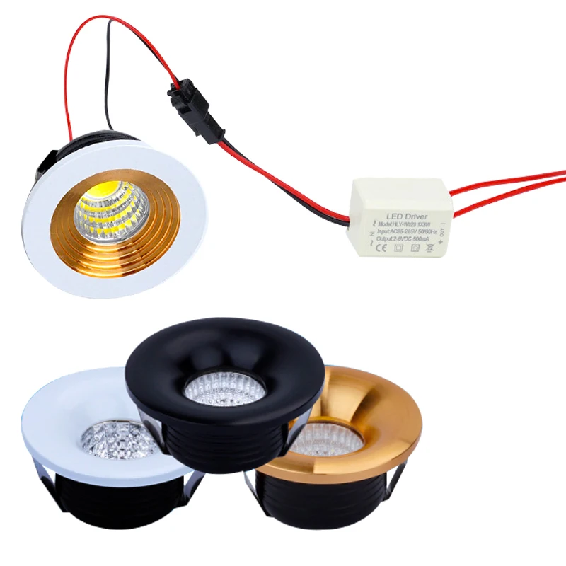Dimmable COB потолочный светильник 3 Вт Круглый Мини прожектор AC85 265V белая лампа для