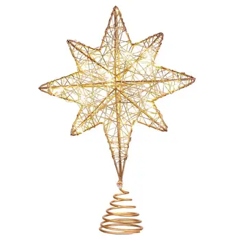 

1PC Iron LED Light Warm Light Glitter Xmas Treetop Star Christmas Tree Topper Star For Home Shopping Mall Party Office