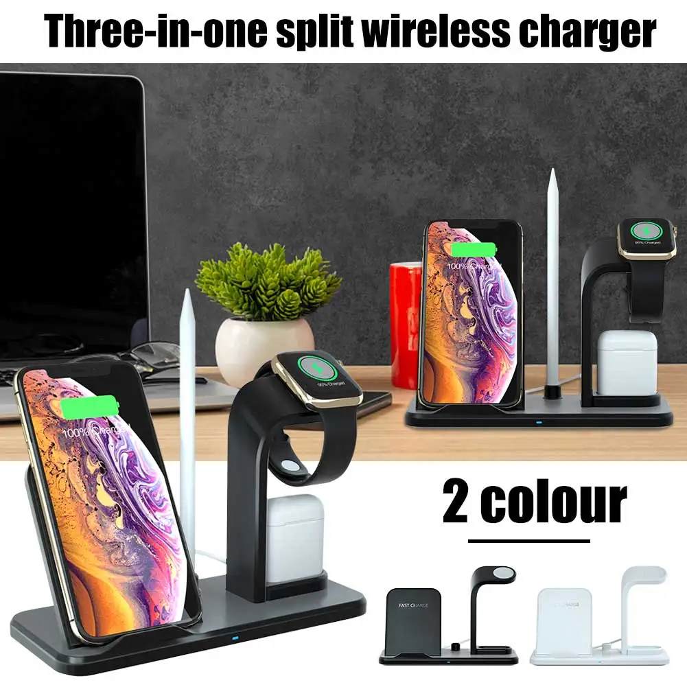 3 в 1 Qi Беспроводное быстрое зарядное устройство для телефона для iPhone 8 X XR XS 11 Pro Max Беспроводная зарядная станция для iwatch 1 2 3 4 для Airpods