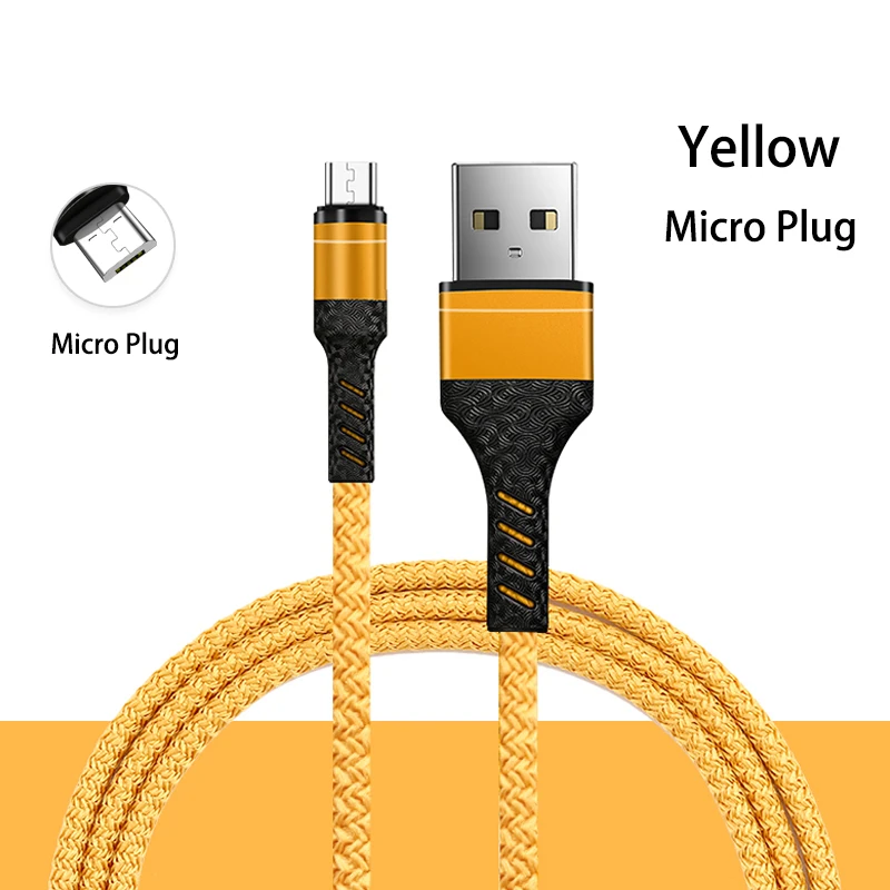 Micro usb Yellow Micro usb кабель для huawei samsung type c Быстрый зарядный кабель для oppo xiaomi 1 м Быстрый usb кабель для oneplus huawei p30 mate20 - Цвет: Micro usb Yellow