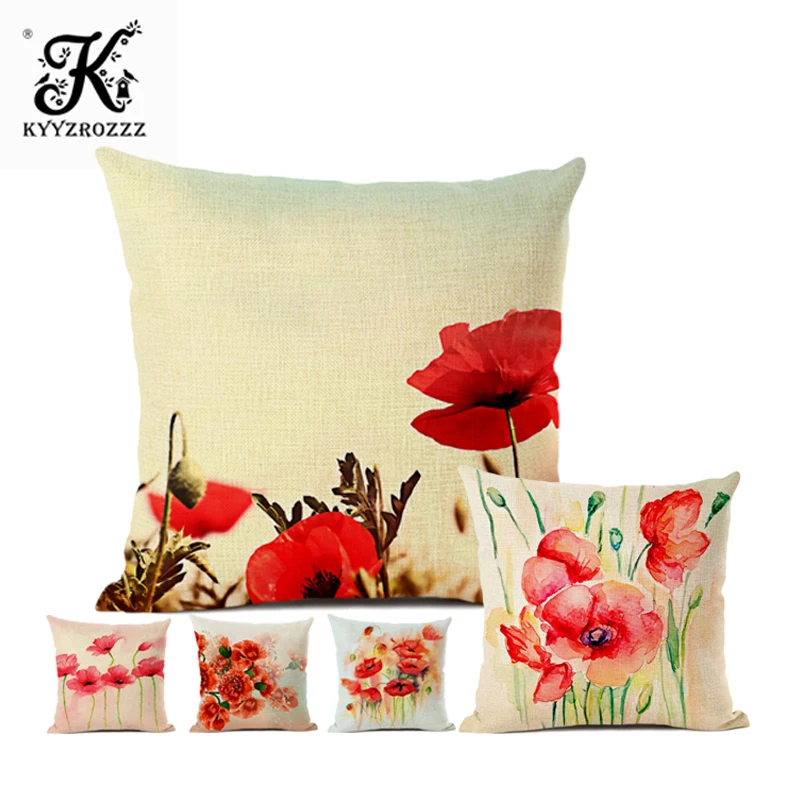 

Colored printing decorative cushion cover plant pattern textile linen sofa furniture decorative pillow cover 45x45cm pillow