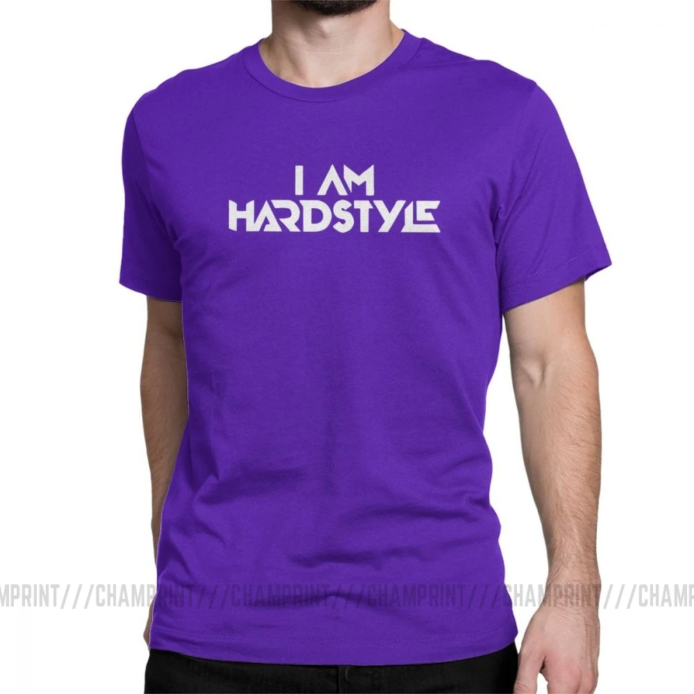 I Am Hardstyle Мужская Футболка Music Defqon Hardcore Dance DJ Techno Club Вечерние EDM футболка с коротким рукавом топы из хлопка - Цвет: Фиолетовый