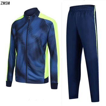 

Autumn Winter Soccer Tracksuit Youth Men Football Jackets Pants Zipper Coat Sports kit Fitness Running Long Training Suit DIY