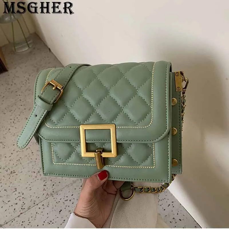 

MSGHER Diamond-shaped Rivet Flap Women Bag Panelled Summer Fashion Practical Personality French Style Shoulder Lady Bag WB2857